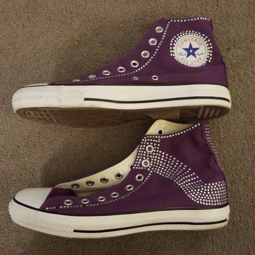 Converse All Star HiTops Glittery Purple Wms Sz 10